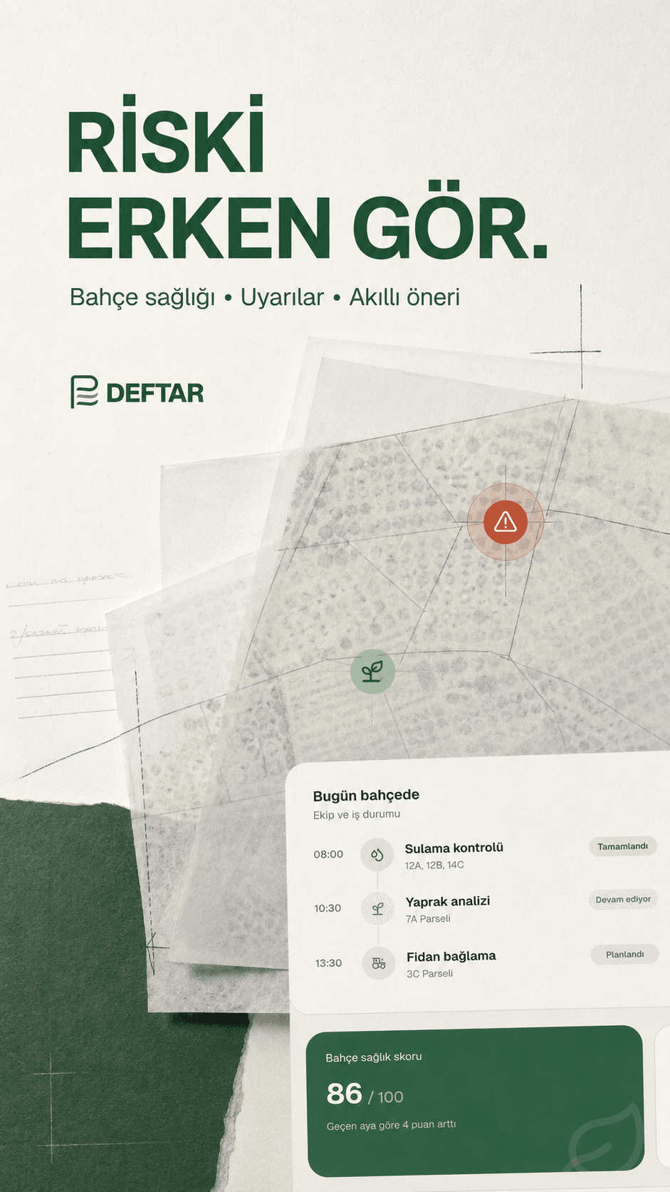 Deftar risk ve saha işi görünümü